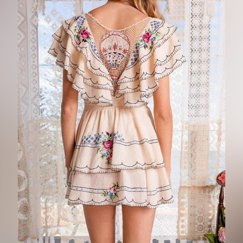 NWT Fillyboo Whimsy Hot Air Balloon Tiered Ruffle Mini Dress Size Large